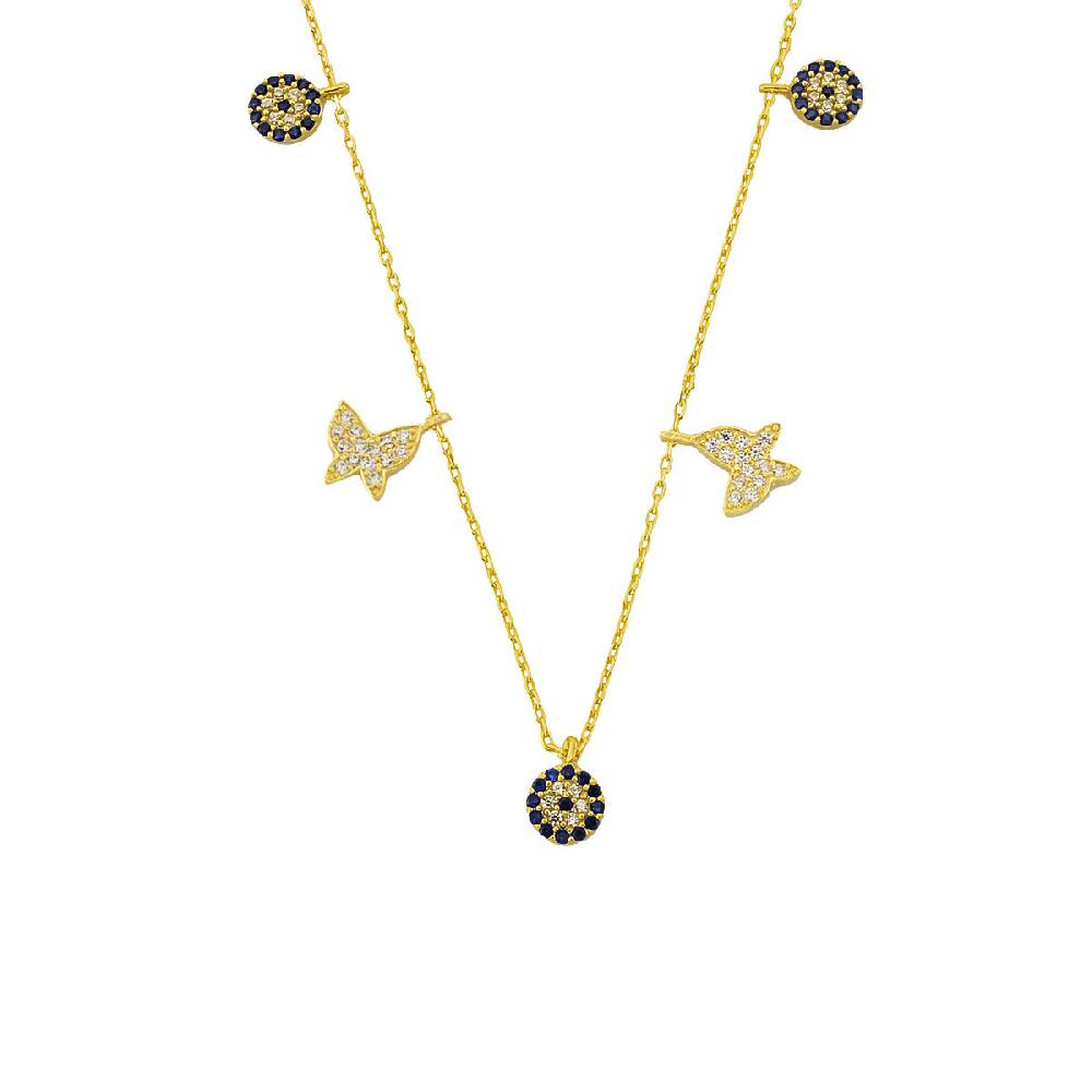 Kardelen Nazar X Butterfly Kette - 925 SILBER