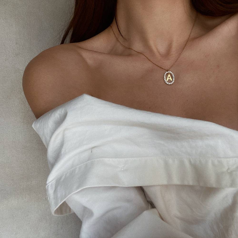 Kardelen Oval Buchstaben Kette - 925 SILBER