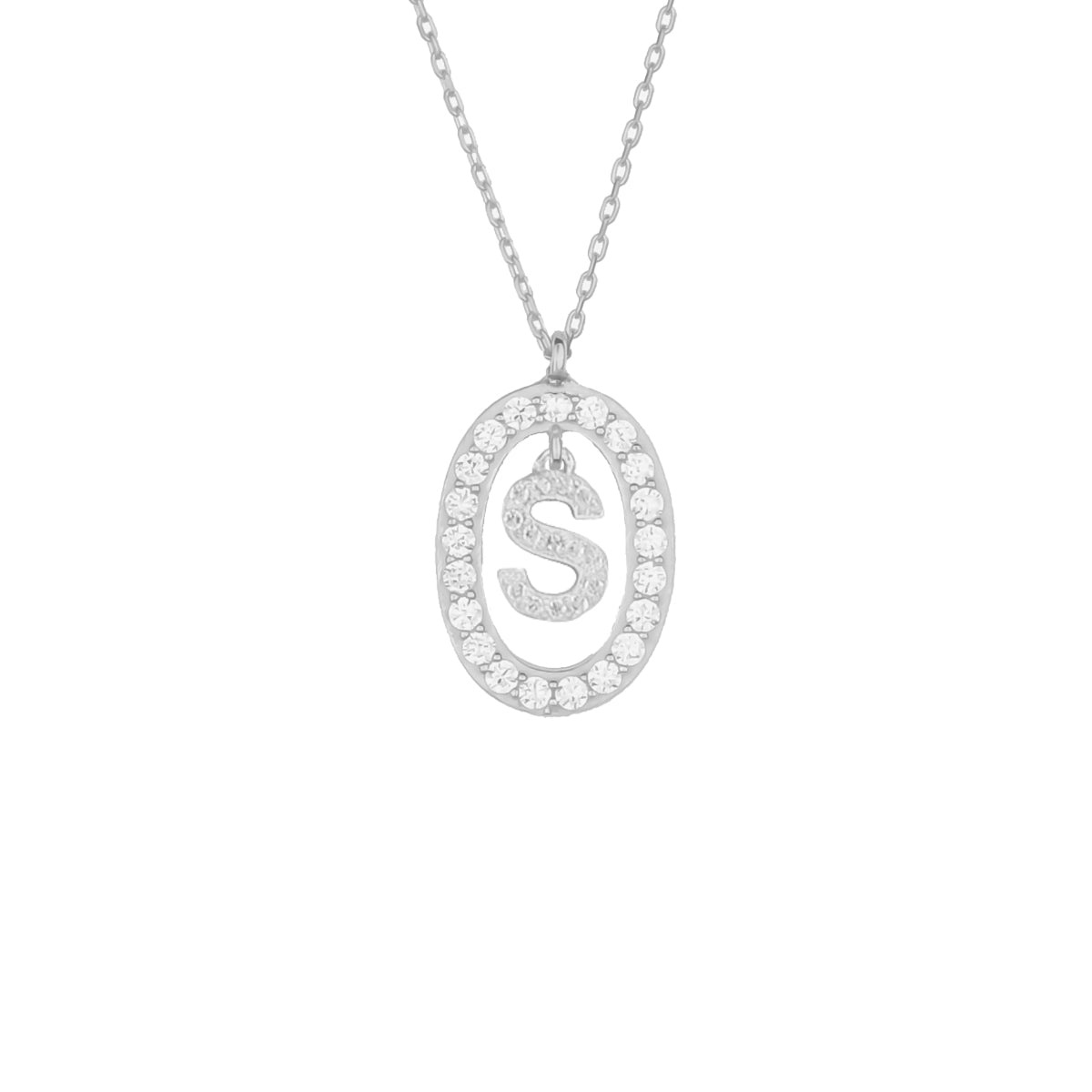 Kardelen Oval Zirkonia Buchstaben Kette - 925 SILBER