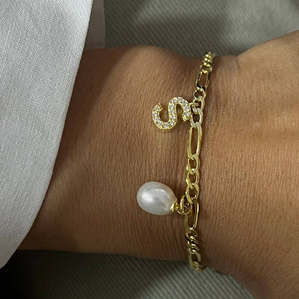 Kardelen Pearl Buchstaben Armkette - 925 SILBER