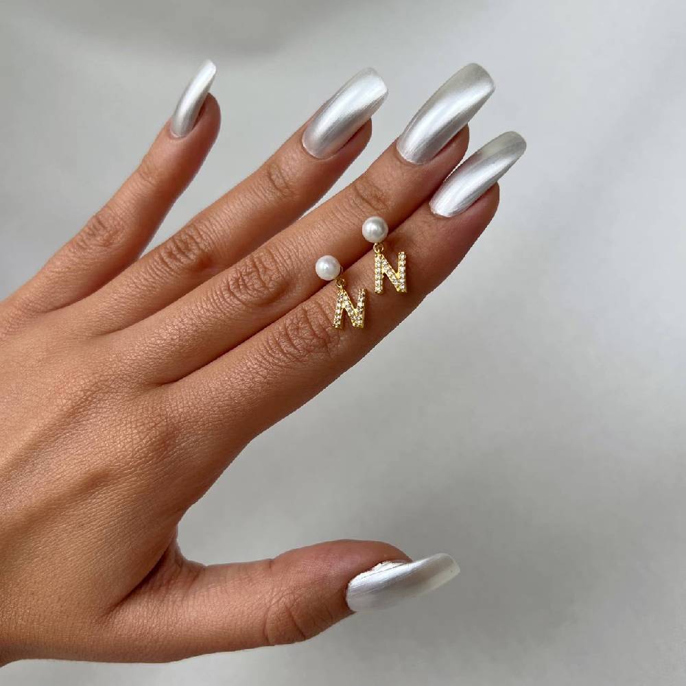 Kardelen PEARL INITIALEN OHRRING - 925 SILBER