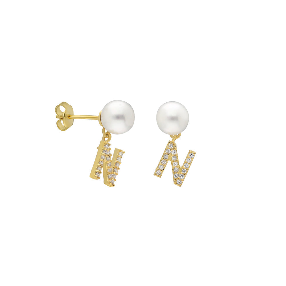 Kardelen PEARL INITIALEN OHRRING - 925 SILBER