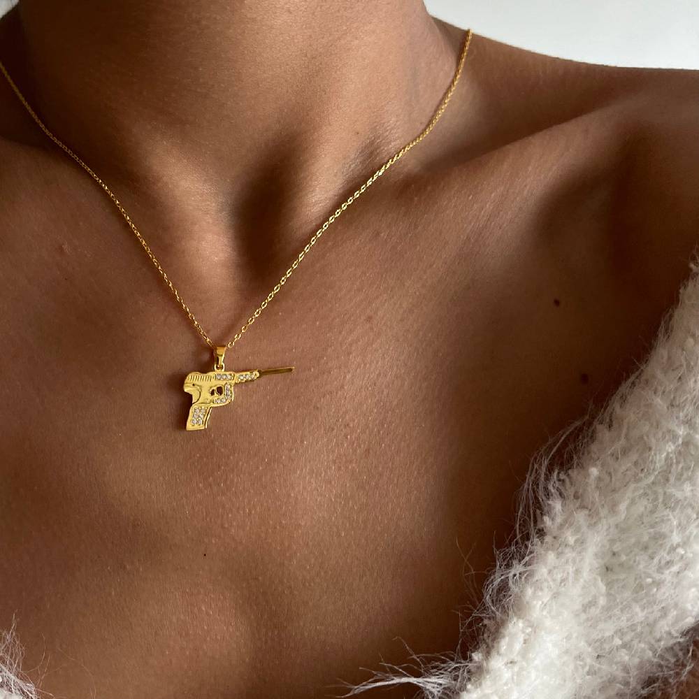 Kardelen Pistole Kette Mit Zirkonia - 925 SILBER