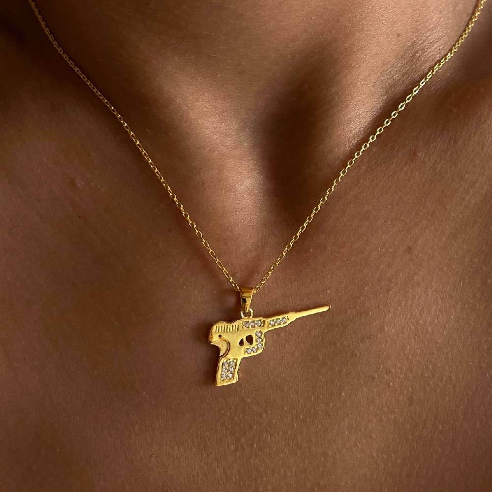 Kardelen Pistole Kette Mit Zirkonia - 925 SILBER