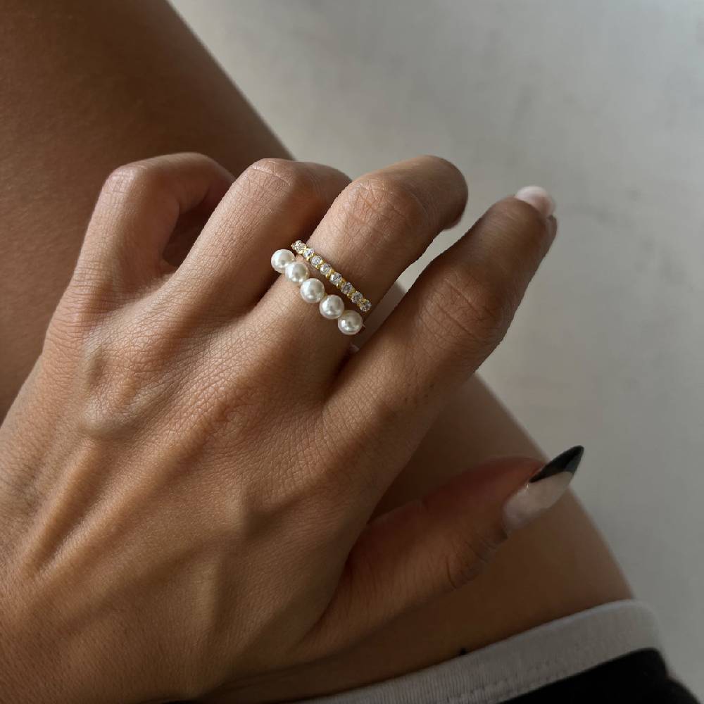 Kardelen Pointed Pearl Zirconia Ring - 925 SILBER