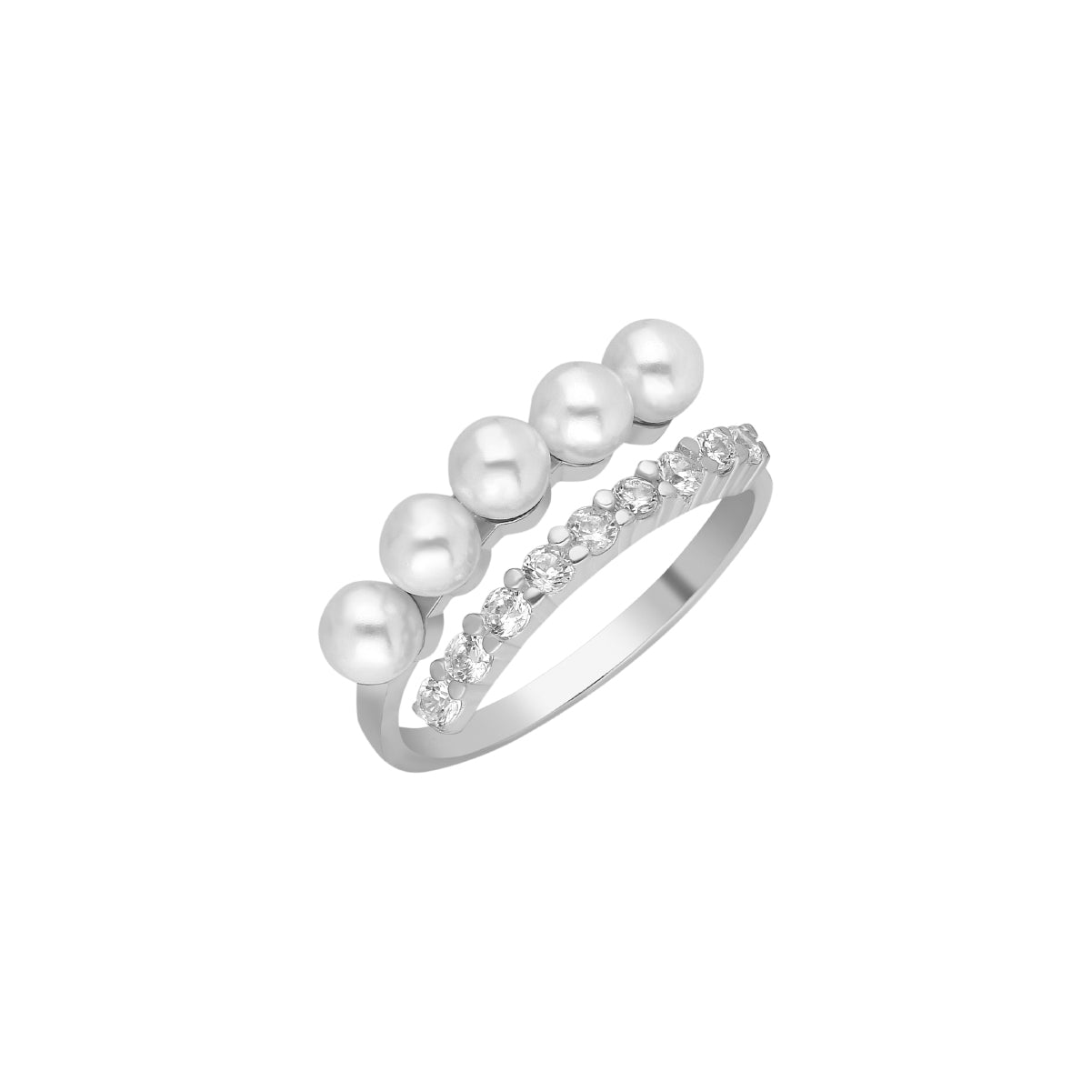 Kardelen Pointed Pearl Zirconia Ring - 925 SILBER