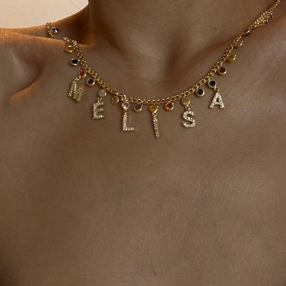 Kardelen Rainbow Namenskette - 925 SILBER