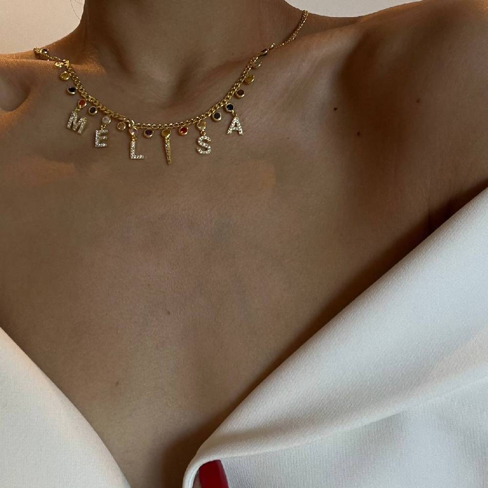 Kardelen Rainbow Namenskette - 925 SILBER