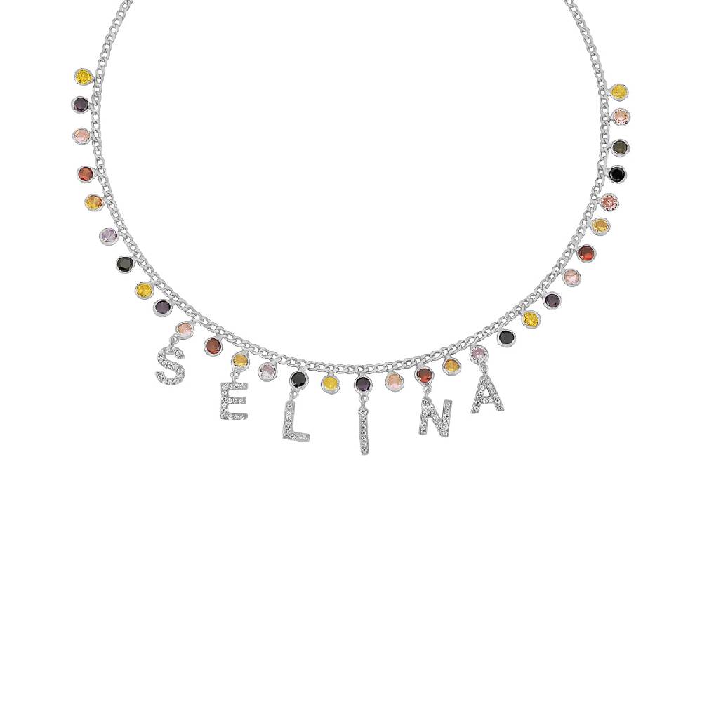 Kardelen Rainbow Namenskette - 925 SILBER