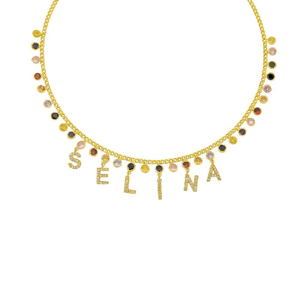 Kardelen Rainbow Namenskette - 925 SILBER