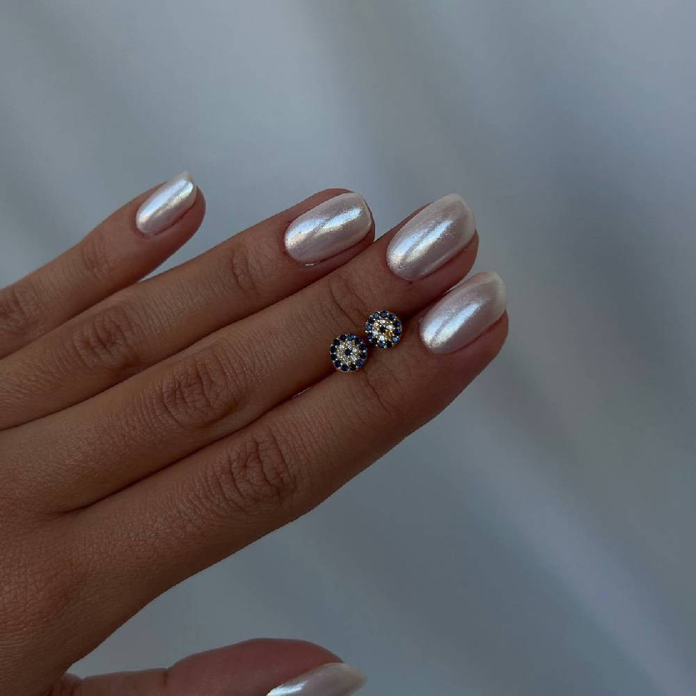 Kardelen Round Nazar Eye Stud Ohrring - 925 SILBER