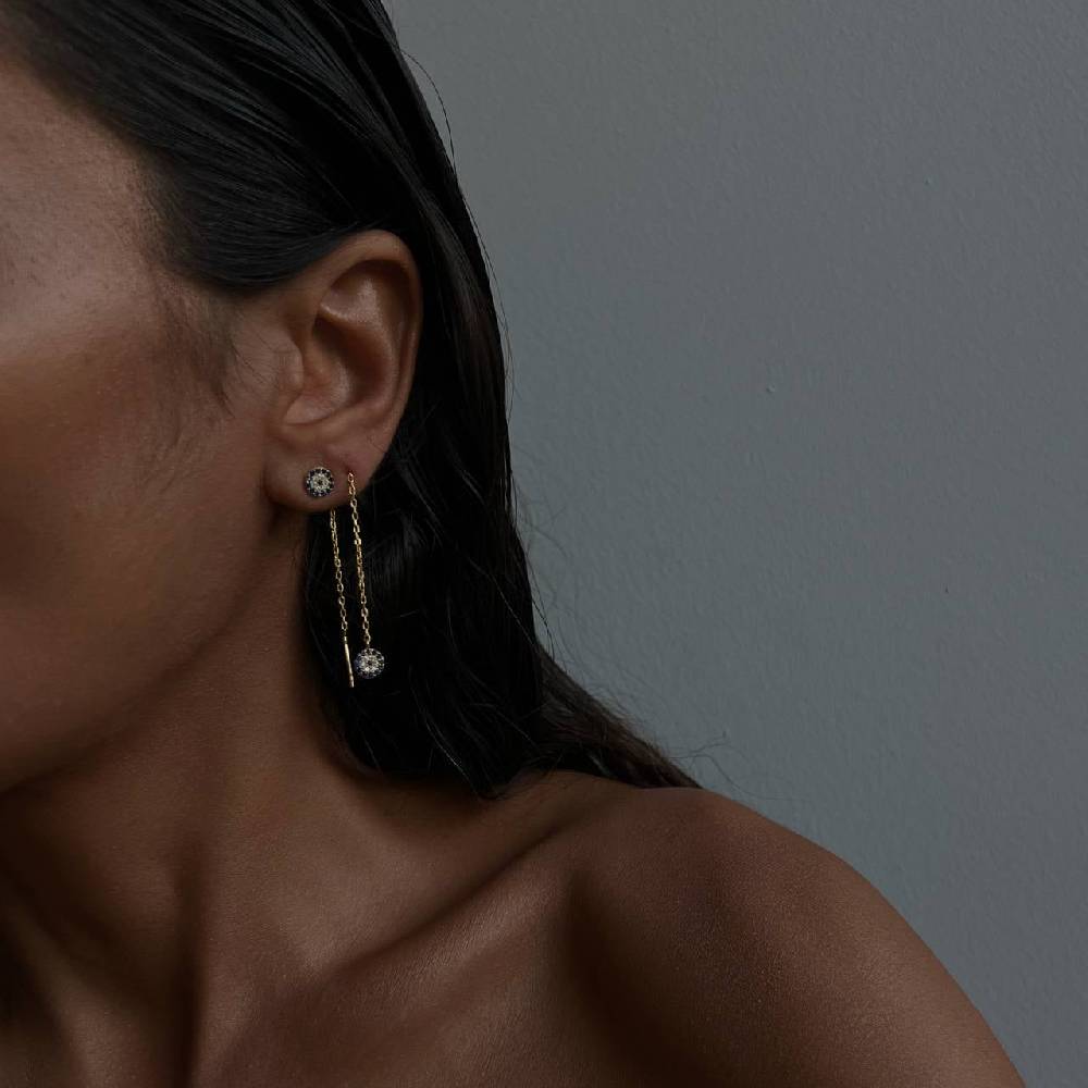 Kardelen Round Nazar Eye Stud Ohrring - 925 SILBER