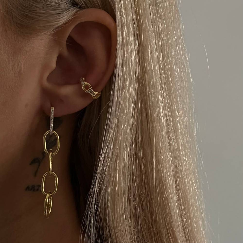 Kardelen Rounded Zirkonia Anker Ohrring - 925 SILBER