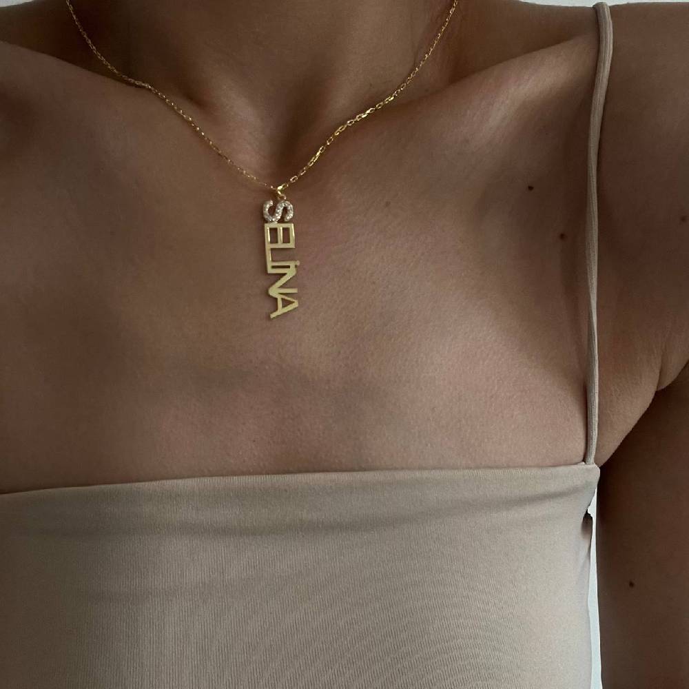 Kardelen Senkrechte Namenskette - 925 SILBER