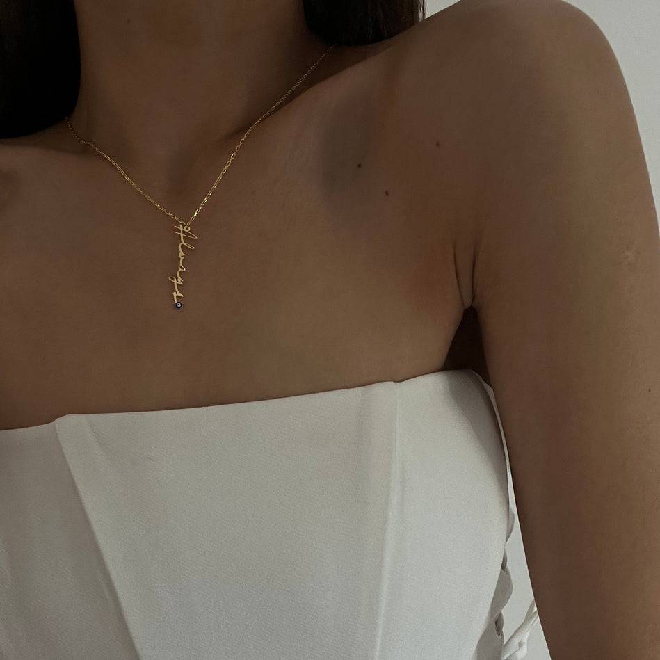 Kardelen Signaturkette Mit Nazarauge - 925 SILBER