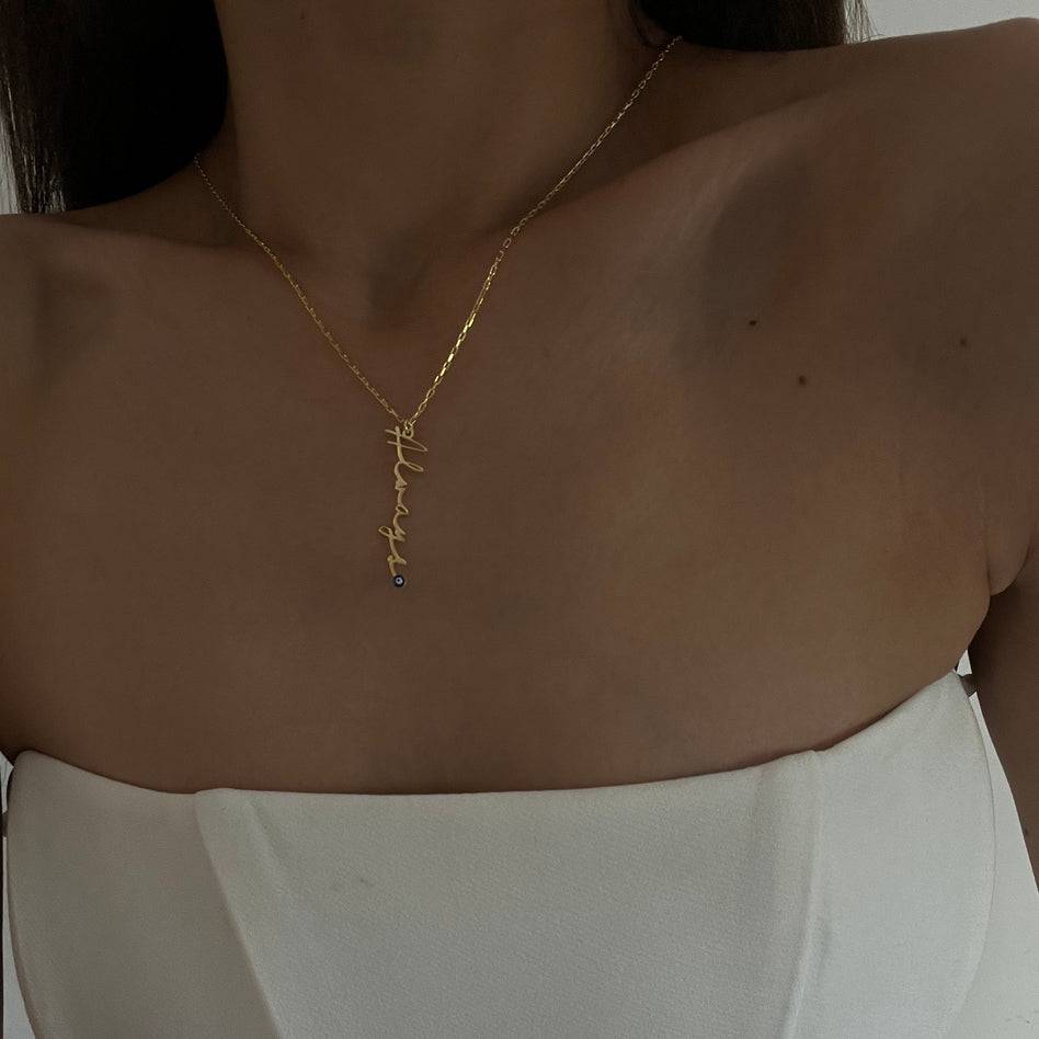 Kardelen Signaturkette Mit Nazarauge - 925 SILBER