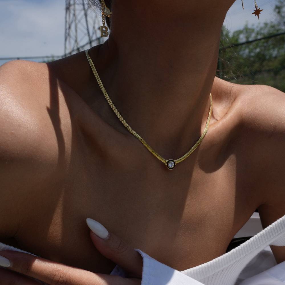 Kardelen SNAKE BIG ZIRKONIA KETTE - 925 SILBER