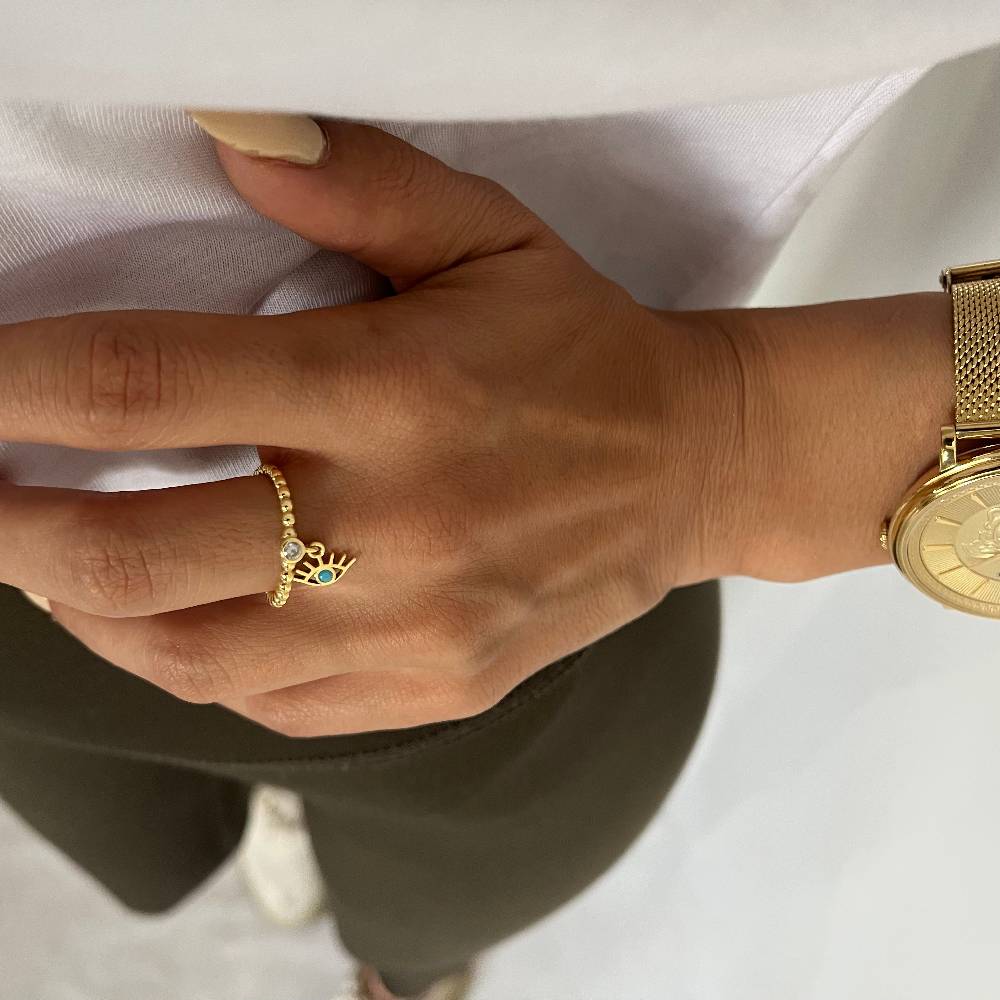 Kardelen Stone Ring Mit Auge - 925 SILBER