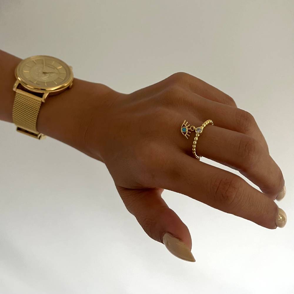 Kardelen Stone Ring Mit Auge - 925 SILBER