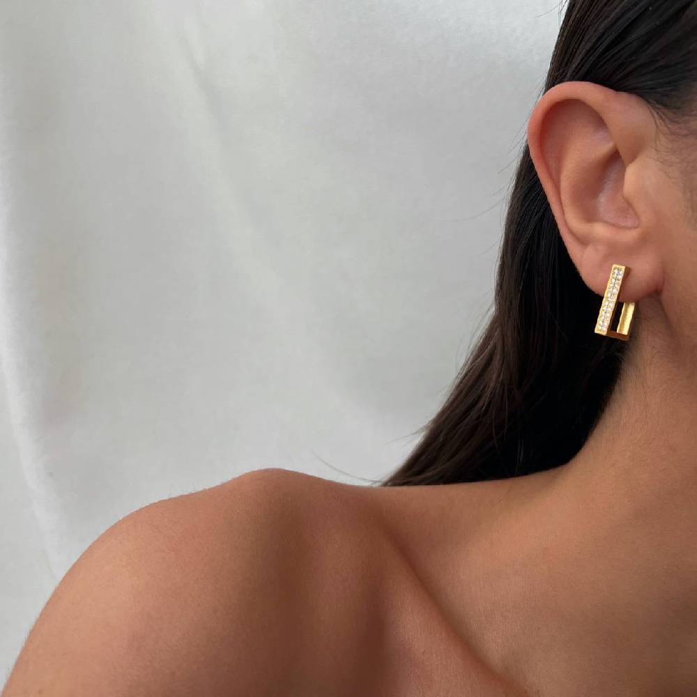 Kardelen Viereckig Zirkonia Ohhringe - 925 SILBER