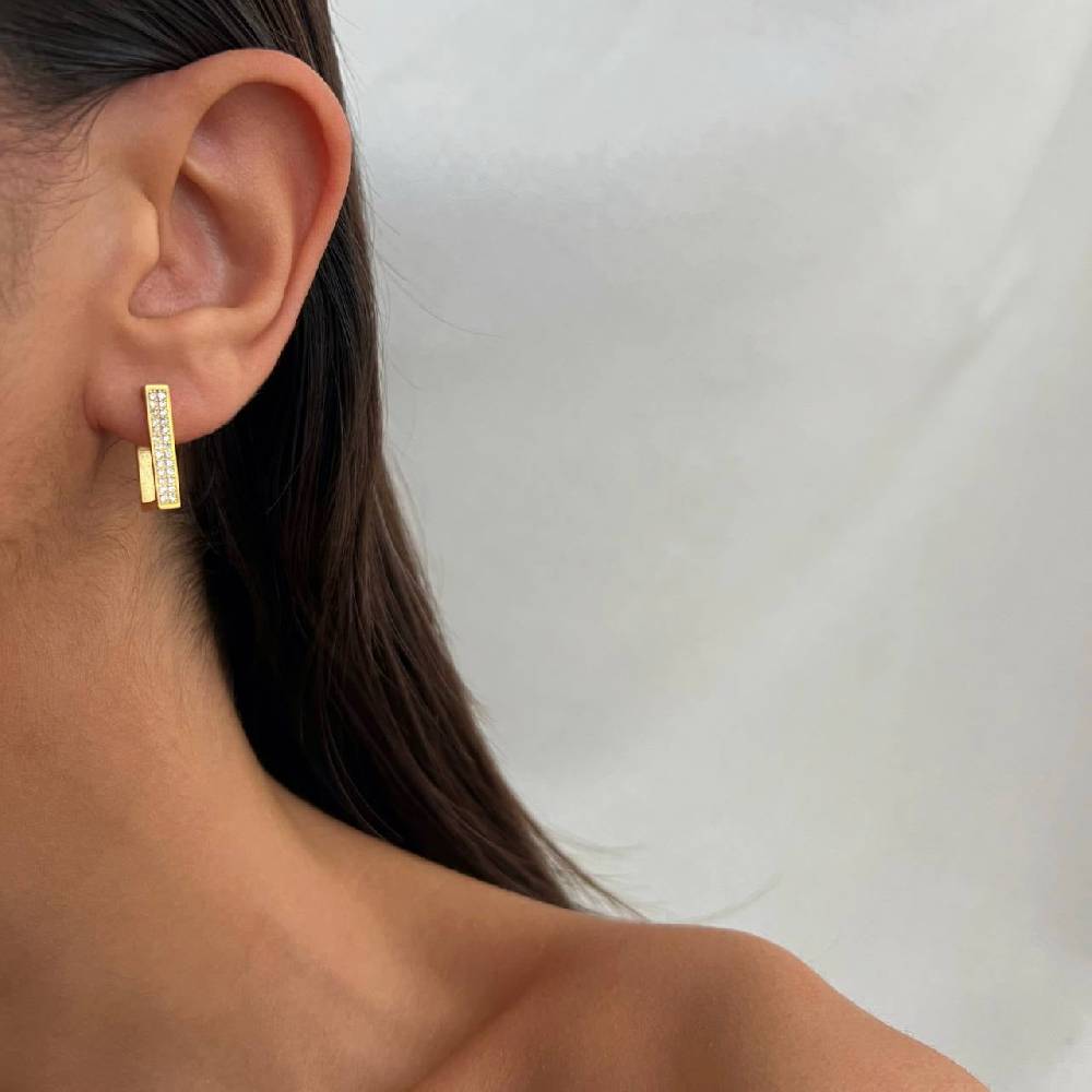 Kardelen Viereckig Zirkonia Ohhringe - 925 SILBER