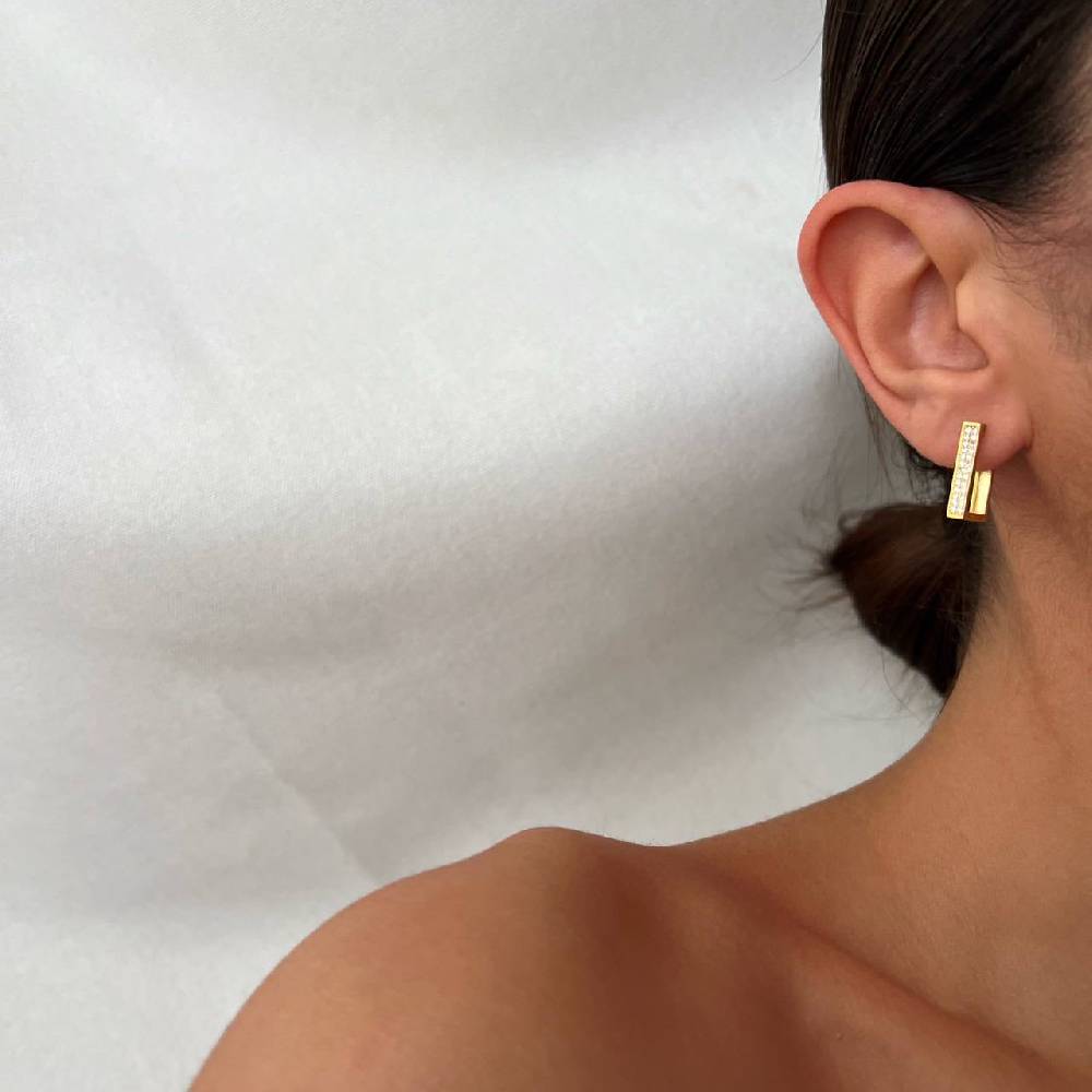 Kardelen Viereckig Zirkonia Ohhringe - 925 SILBER