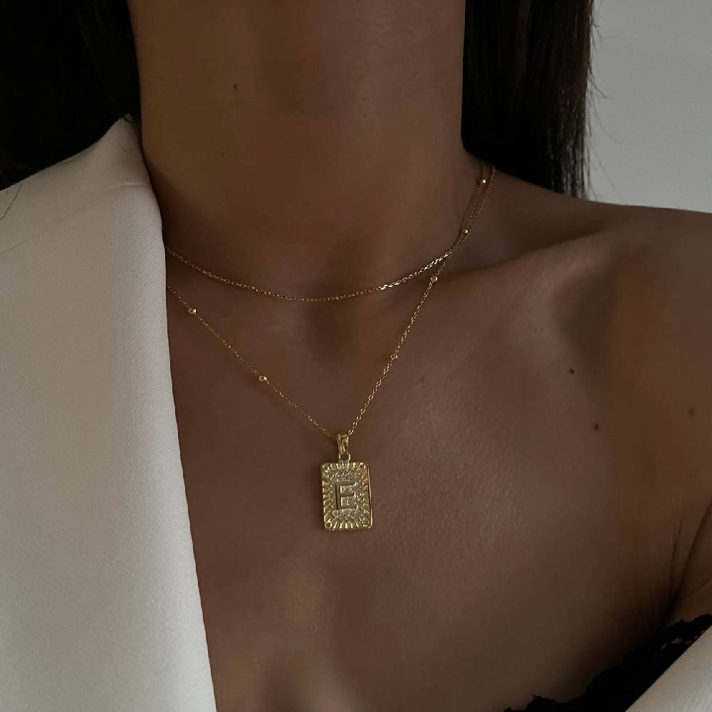 Kardelen Vintage Letter Necklace - 925 SILBER