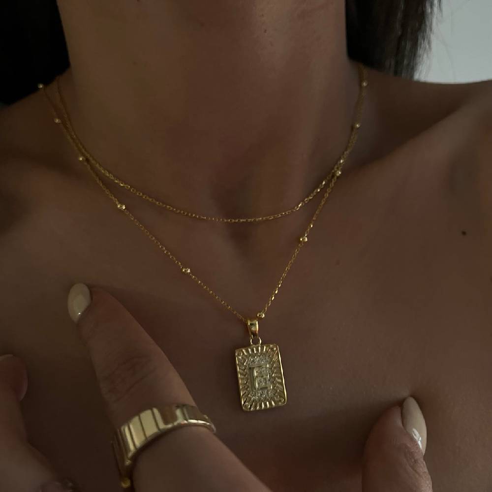 Kardelen Vintage Letter Necklace - 925 SILBER