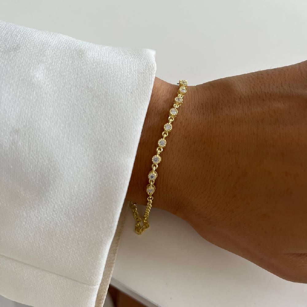 Kardelen Voll Stein Armkette - 925 SILBER