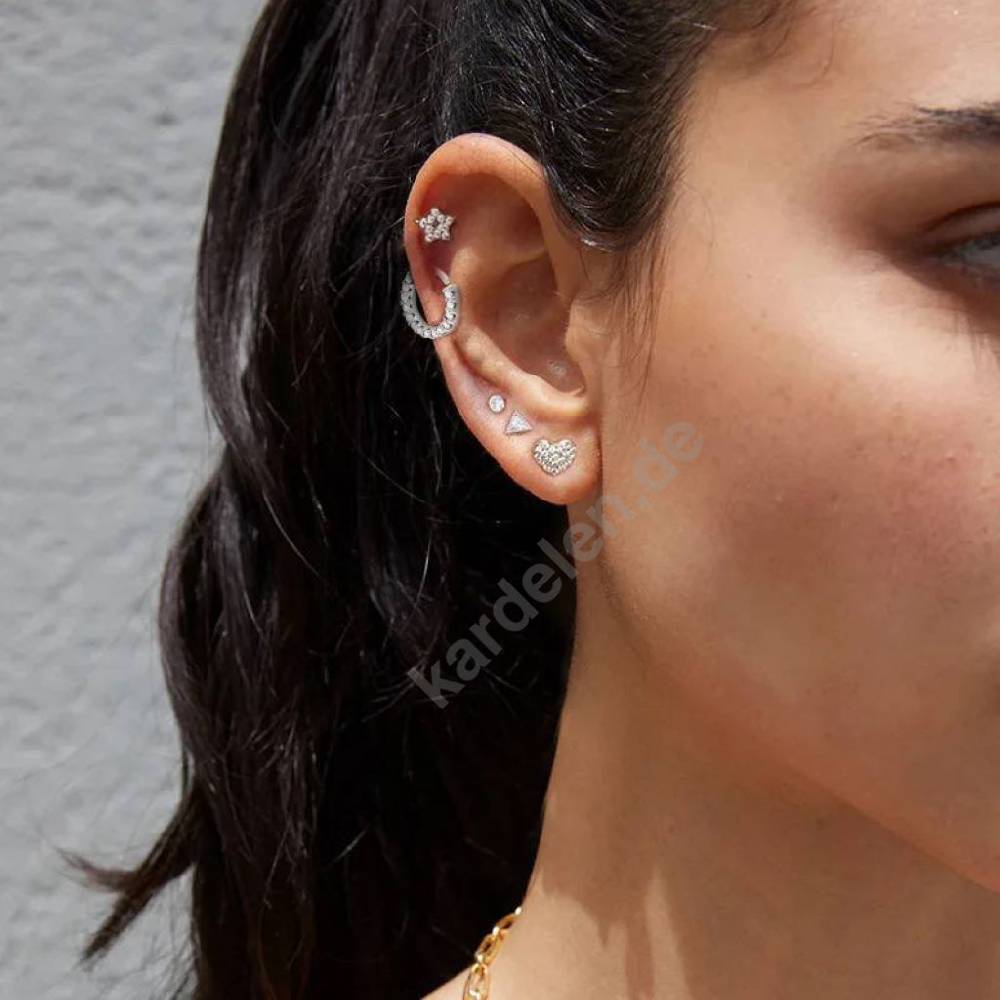 Kardelen VOLLER HERZ ZIRKONIA PIERCING - 925 SILBER