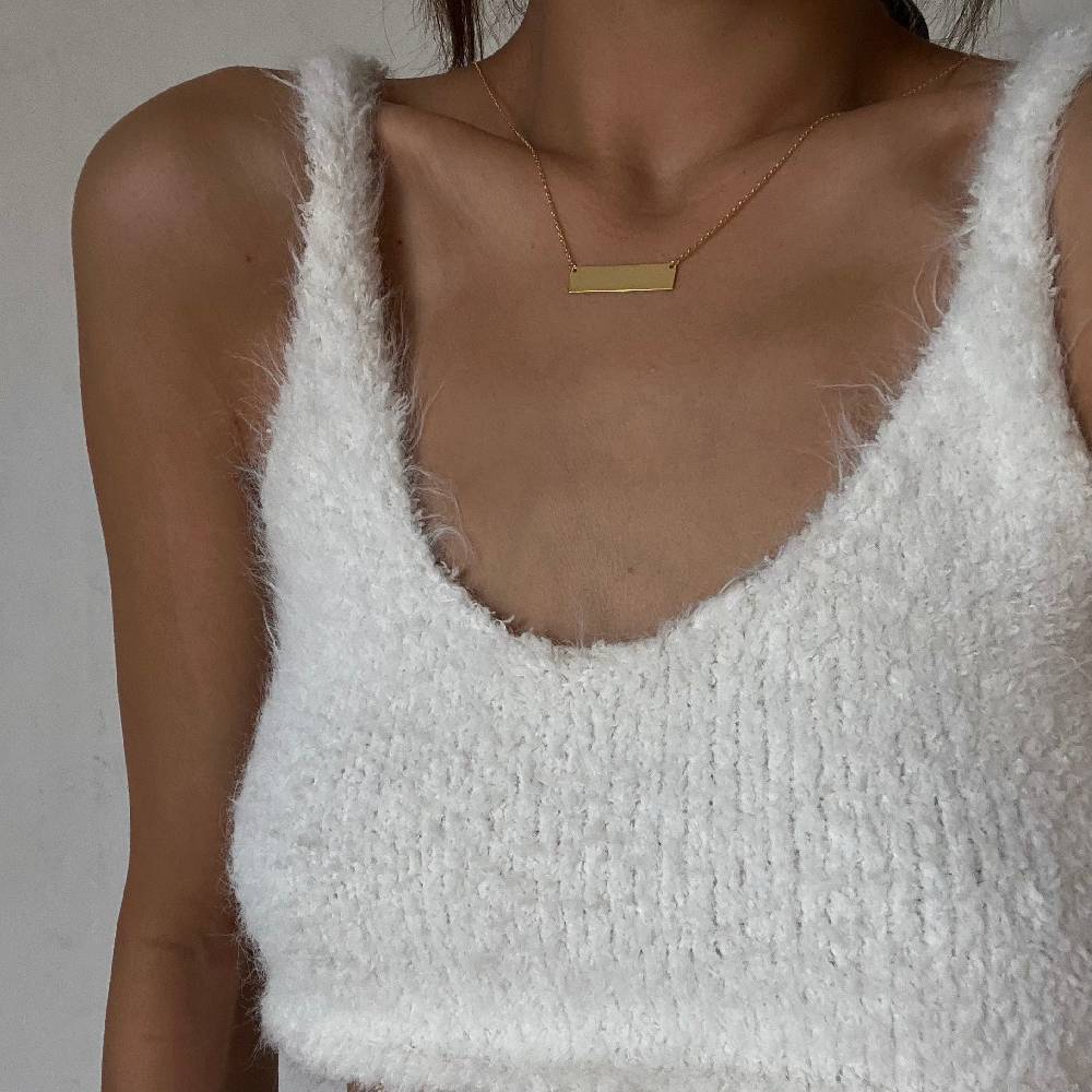 Kardelen Waagerechte Gravurkette - 925 SILBER