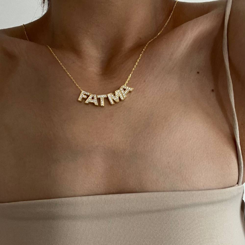 Kardelen Zirkonia Buchstaben Halskette - 925 SILBER