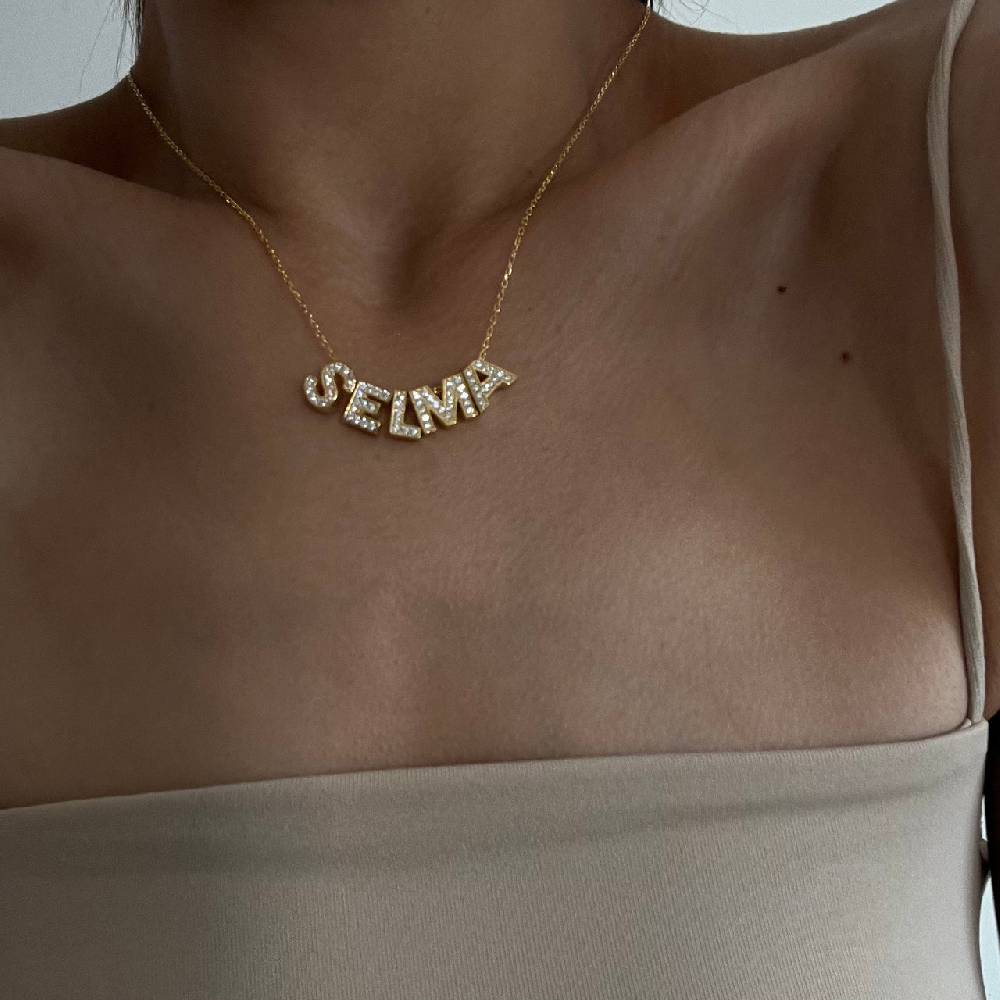 Kardelen Zirkonia Buchstaben Halskette - 925 SILBER