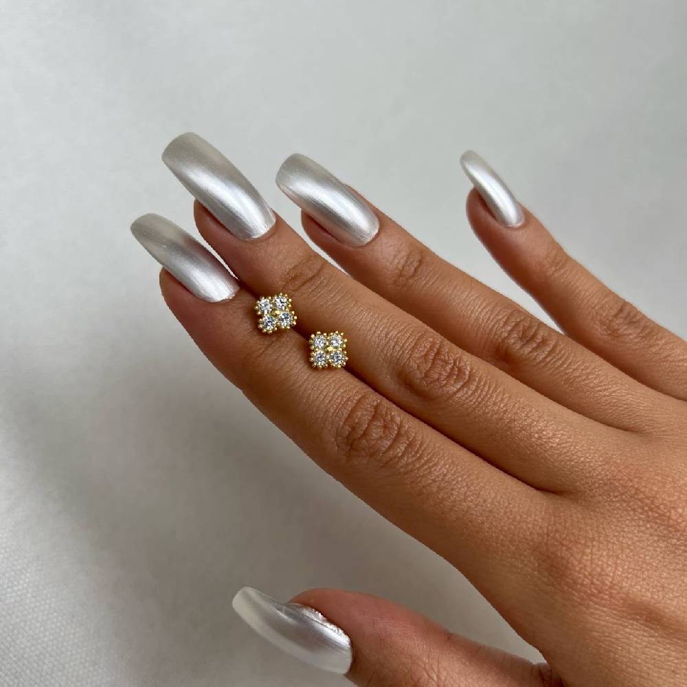 Kardelen Zirkonia Kleeblatt Ohrring - 925 SILBER