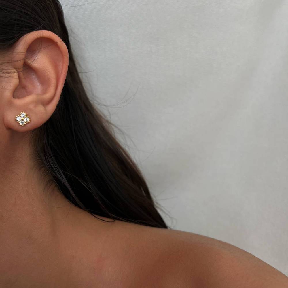 Kardelen Zirkonia Kleeblatt Ohrring - 925 SILBER