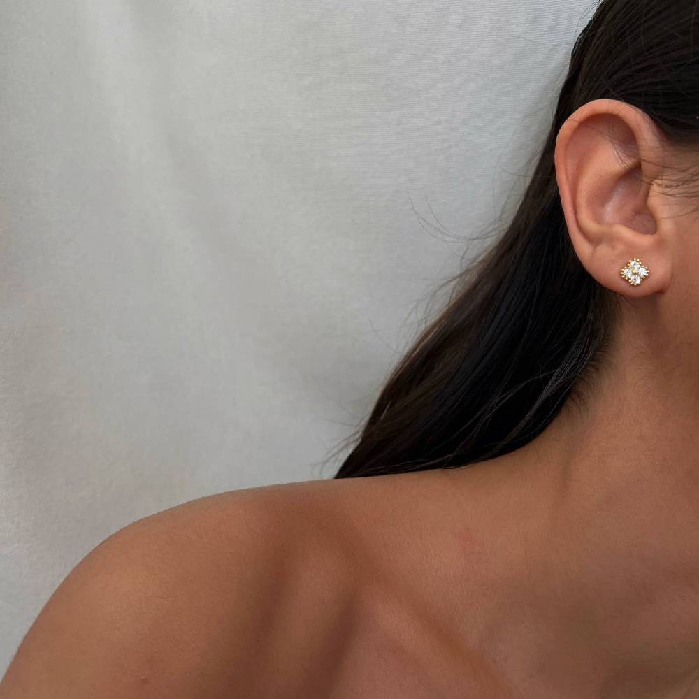 Kardelen Zirkonia Kleeblatt Ohrring - 925 SILBER