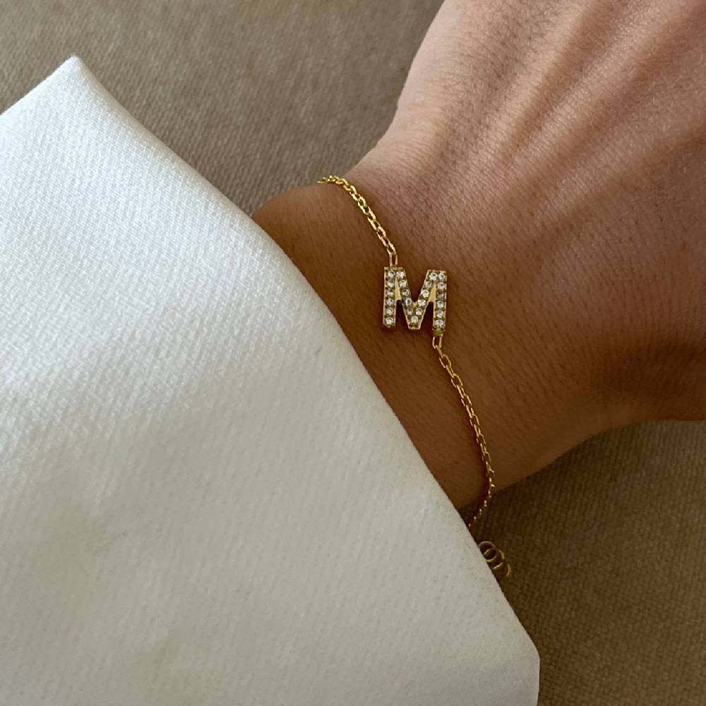 Kardelen Zirkonia Letter Armkette - 925 SILBER