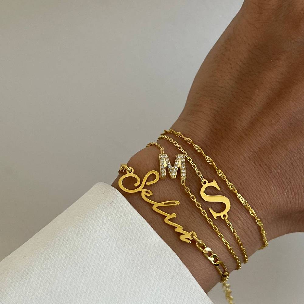 Kardelen Zirkonia Letter Armkette - 925 SILBER