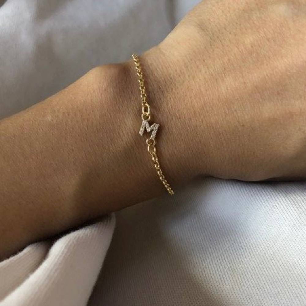 Kardelen Zirkonia Letter Armkette - 925 SILBER