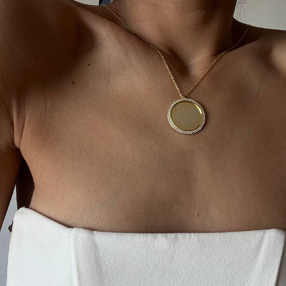 Kardelen Zirkonia Plättchen Gravurkette - 925 SILBER