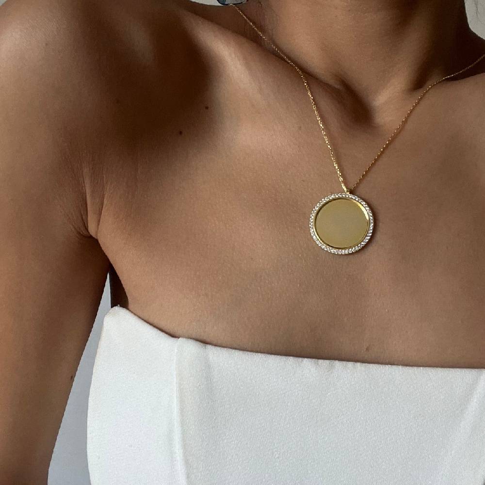 Kardelen Zirkonia Plättchen Gravurkette - 925 SILBER