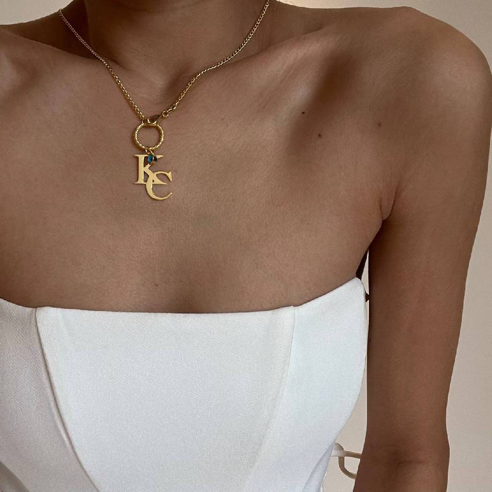 Kardelen Zweier Buchstaben Halskette II - 925 SILBER