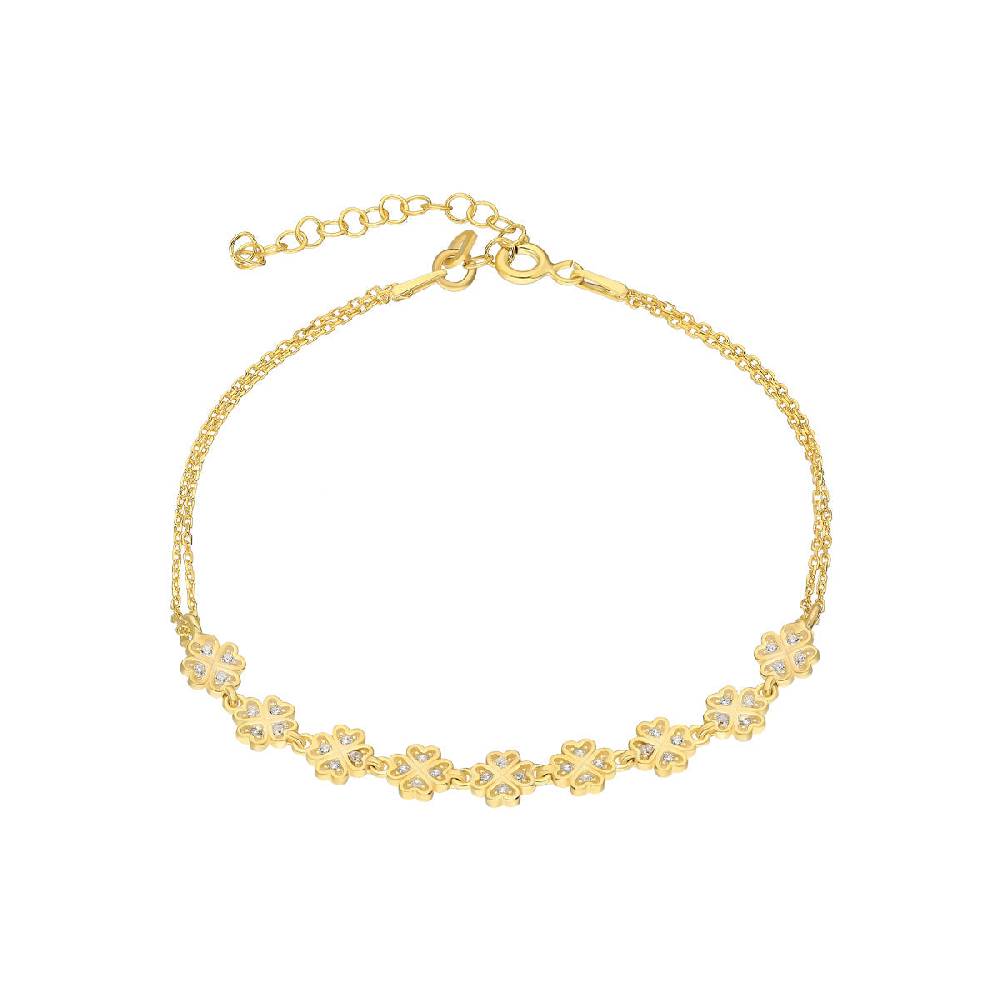 Kardelen Kleeblatt Armkette mit Zirkonia - 925 SILBER