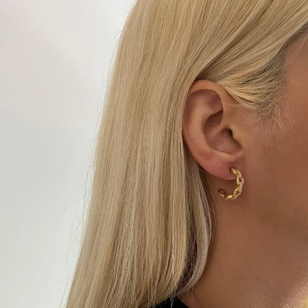 Kardelen Madrid Chain Design Zirkonia Ohrring - 925 SILBER