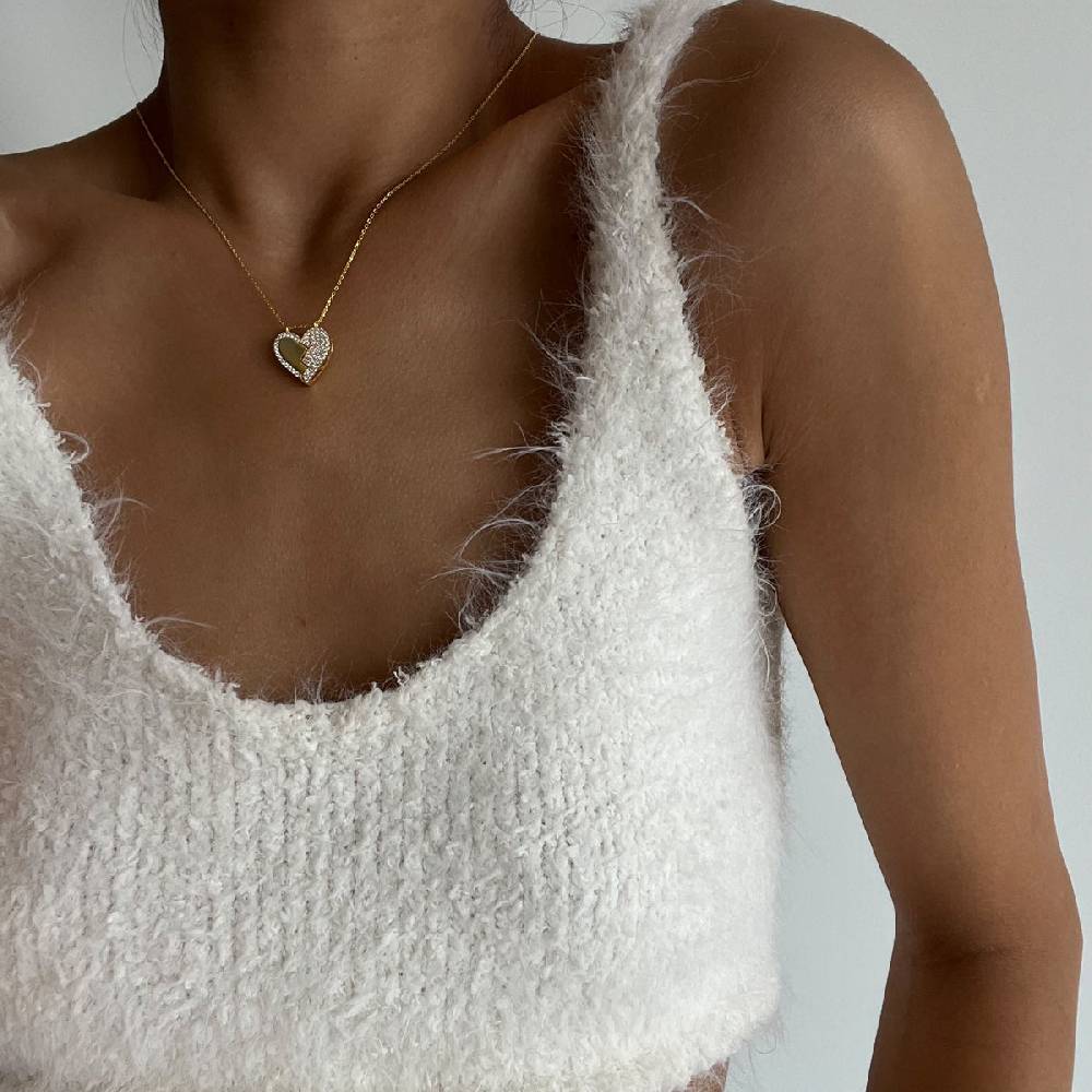 Kardelen Magnet Herz Halskette Mit Zirkonia - 925 SILBER