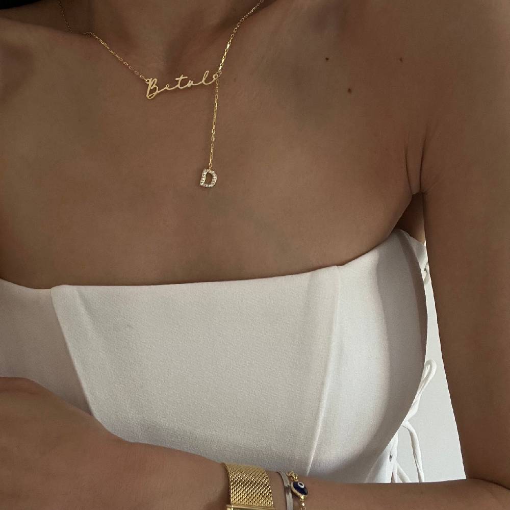 Kardelen Namenskette Y Mit Zirkonia Buchstabe - 925 SILBER