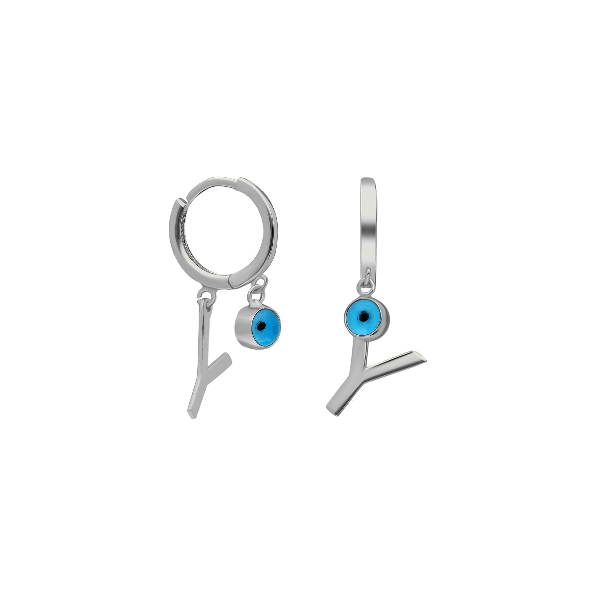 Kardelen OHRRING MIT NAZAR UND BUCHSTABE - 925 SILBER