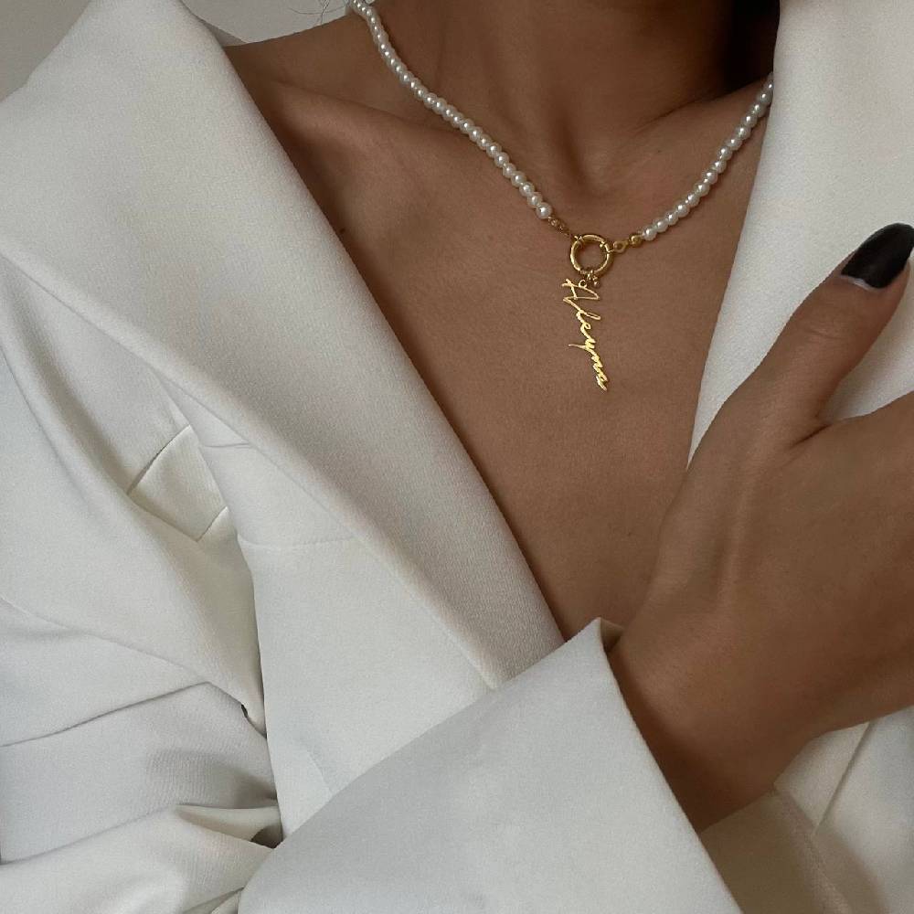 Kardelen Pearl Chain Signatur Namenskette - 925 SILBER