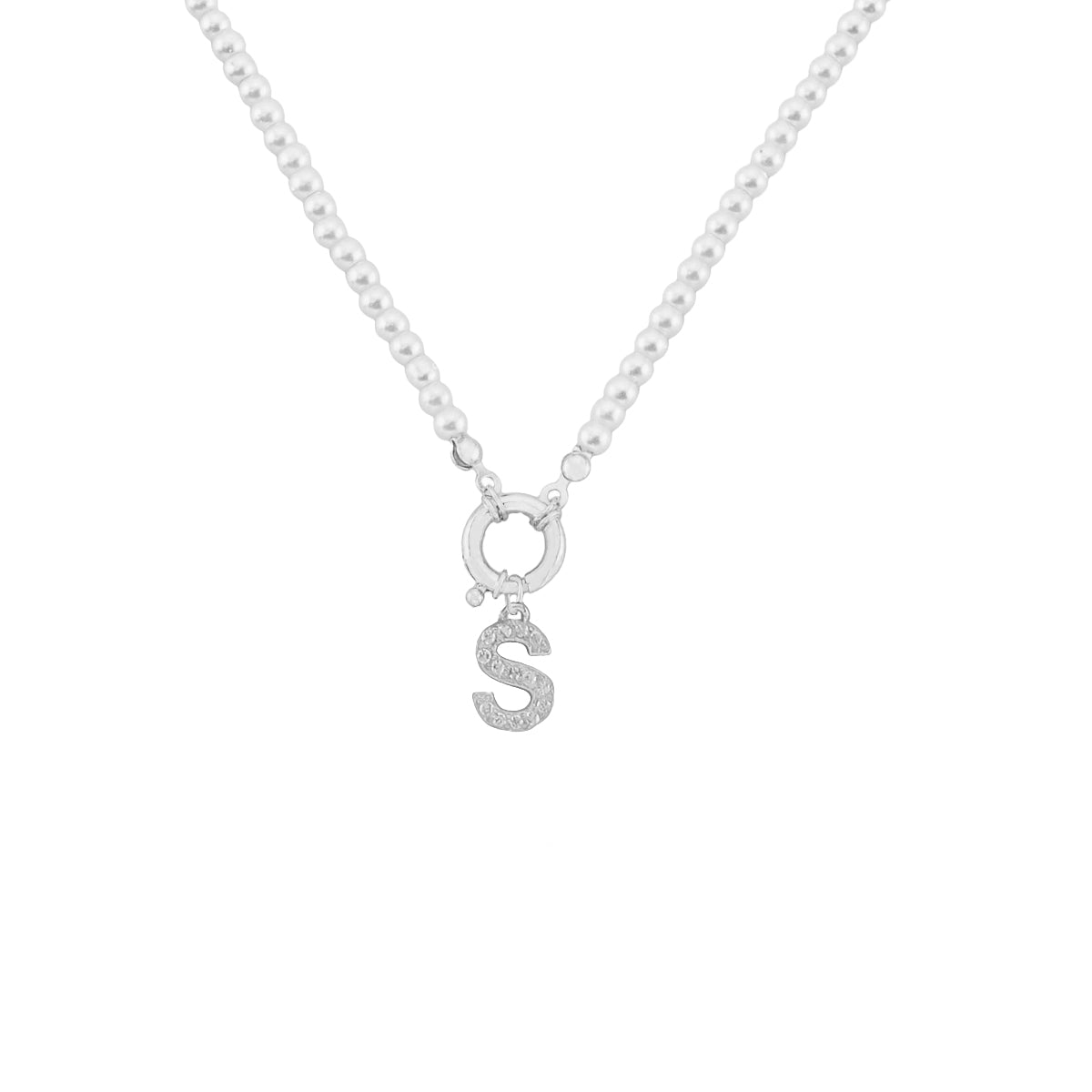 Kardelen Pearl Chain Zirkonia Buchstaben Halskette - 925 SILBER