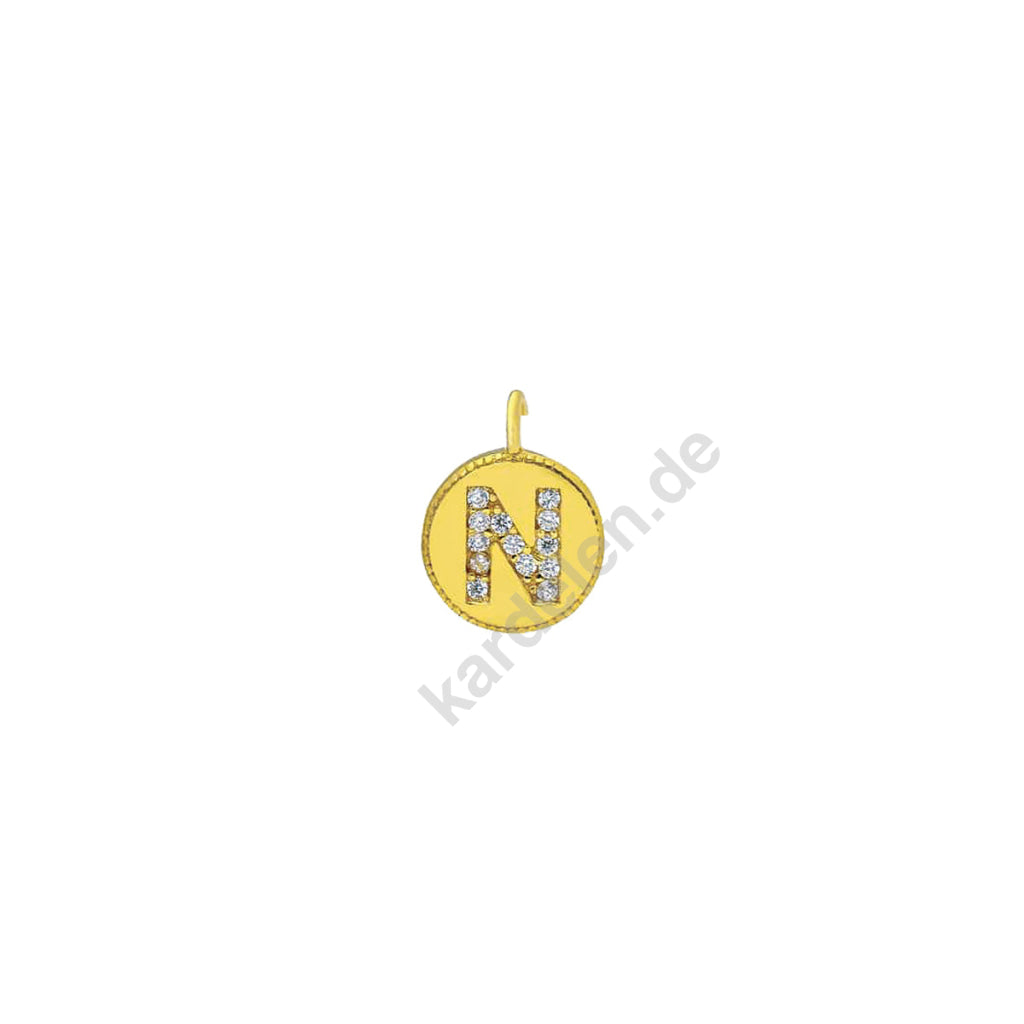 Kardelen Round Zirkonia Ersatzbuchstabe mit DIY Haken - 925 SILBER